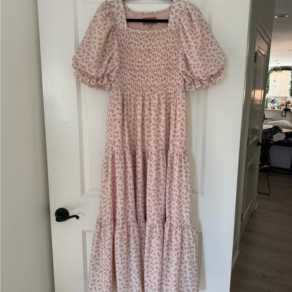 JessaKae Blush Floral Puff Sleeve Dress